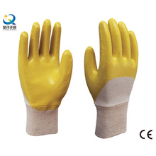 Cotton Interlock Liner Nitrile Half Coated Safety Work Gloves (N6044)